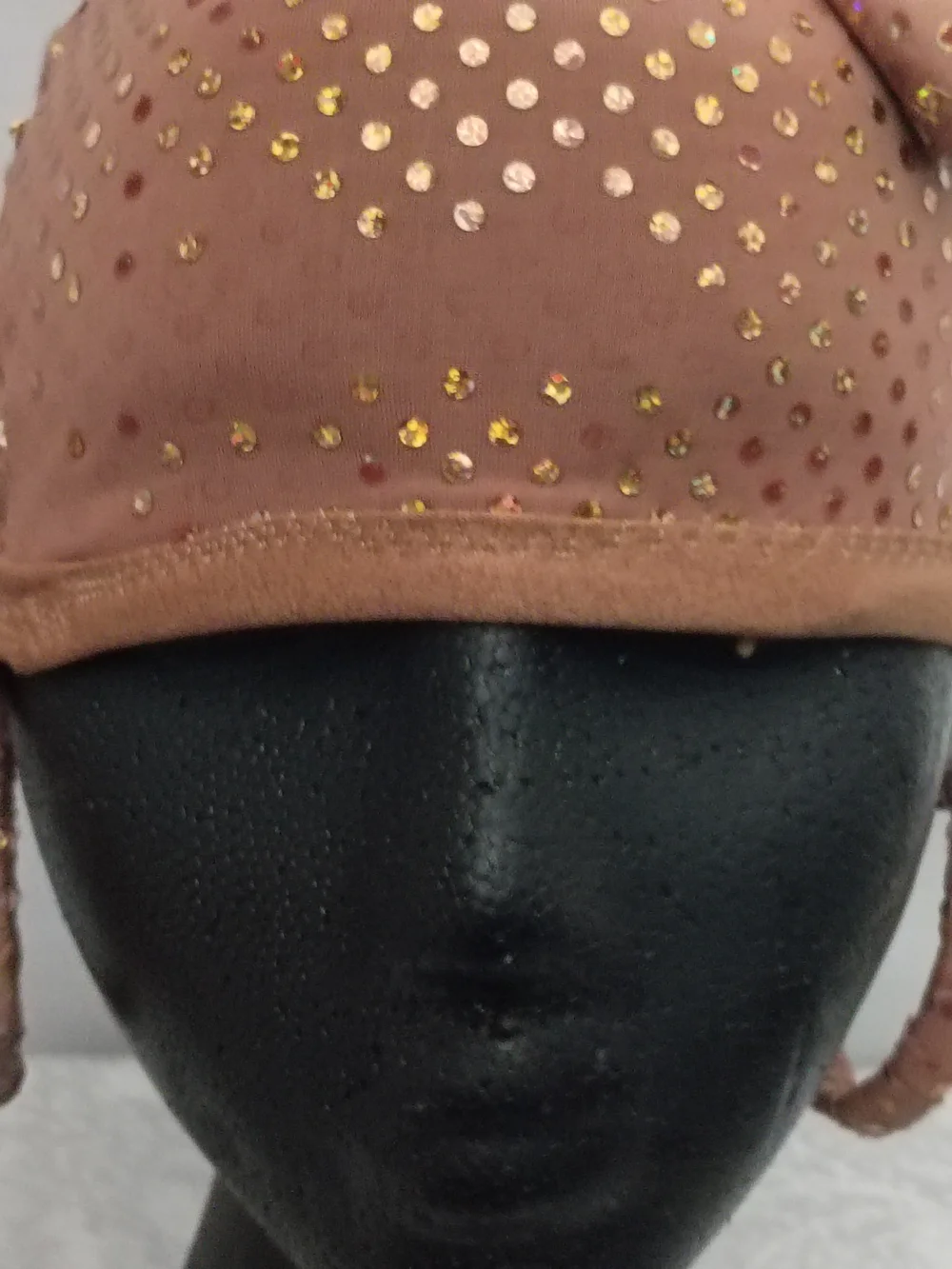 Women’s Fashion Headscarf with Gold Dots - Pink Brown